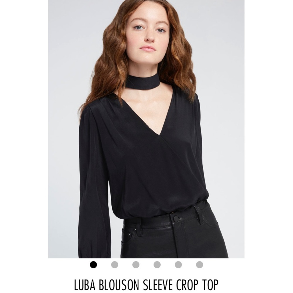 ALICE + OLIVIA LUBA BLACK BLOUSE W/CHOKER XS $285